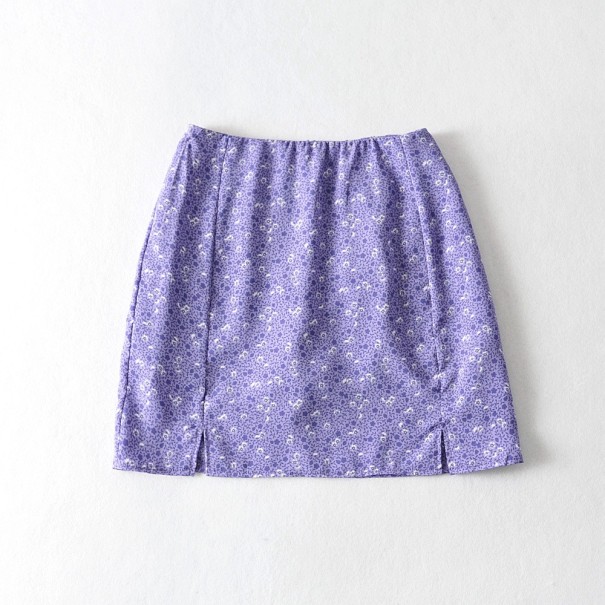 Dames minirok met bloemen paars XS