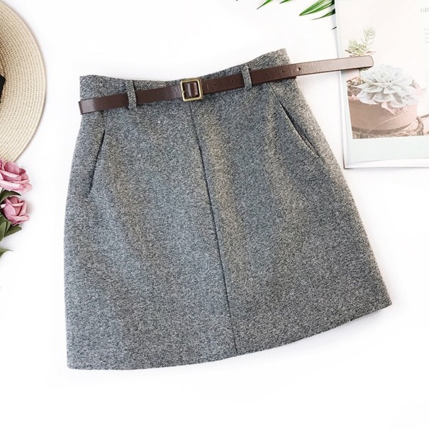 Dames minirok met riem grijs L