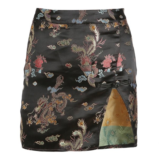 Dames minirok met split, zwart S