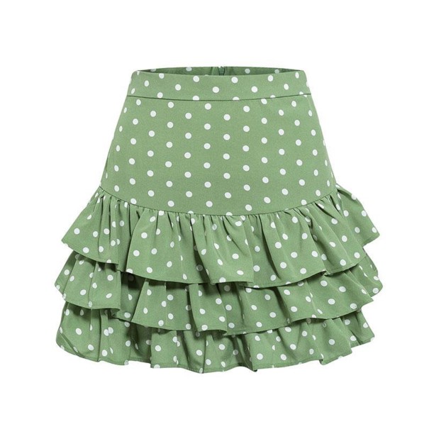 Dames minirok met stippen groen L