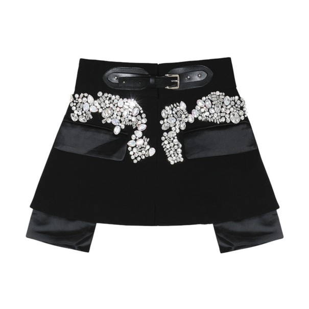 Dames minirok met strass steentjes, zwart XS
