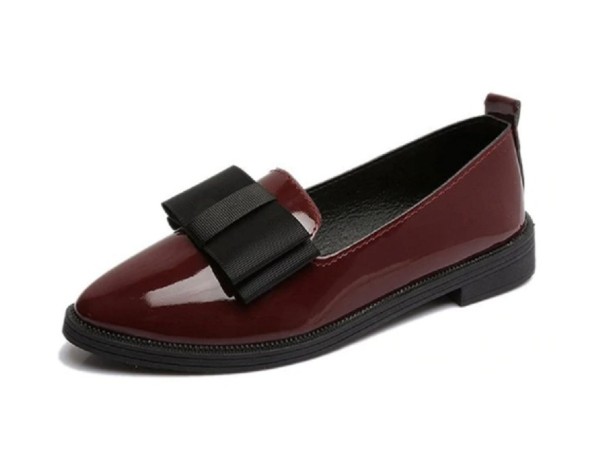 Dames mocassins met strik J1132 wijnrood 36