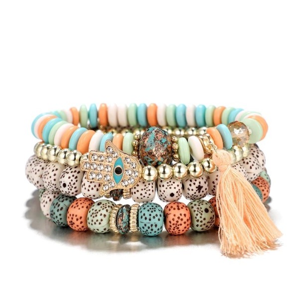 Dames multilayer armband 4 stuks multicolor