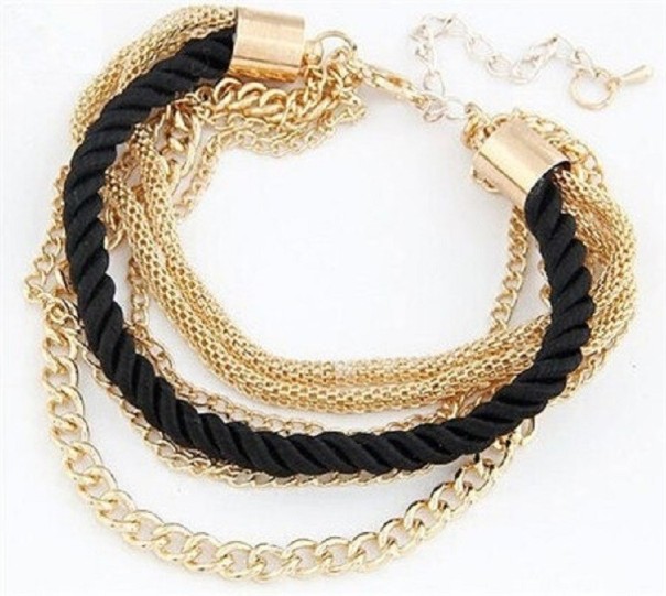 Dames multilayer armband H461 zwart