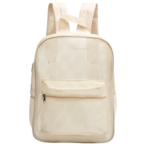 Dames netten rugzak 41 x 26,5 x 14 cm Ademend lichte rugzak met rits en zijvakken Verstelbare schouderbanden beige