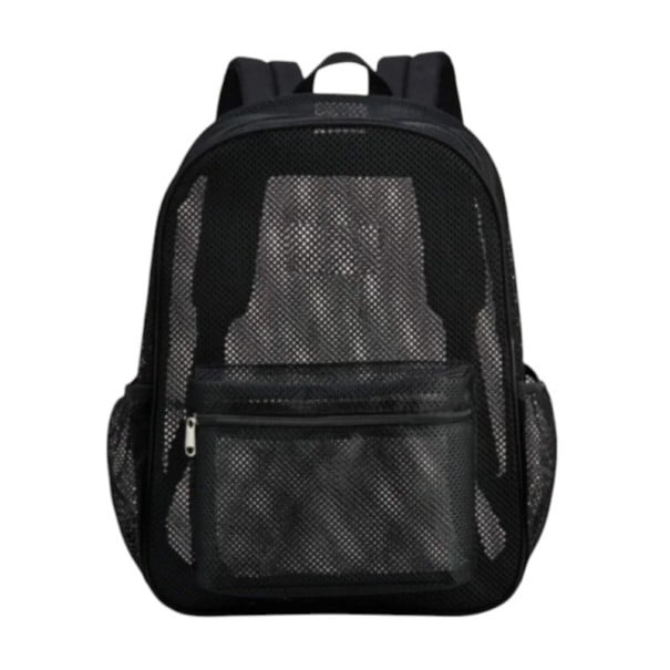 Dames netten rugzak 41 x 26,5 x 14 cm Ademend lichte rugzak met rits en zijvakken Verstelbare schouderbanden zwart