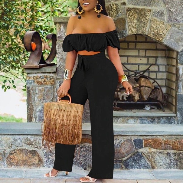 Dames off-shoulder jumpsuit B826 zwart XL