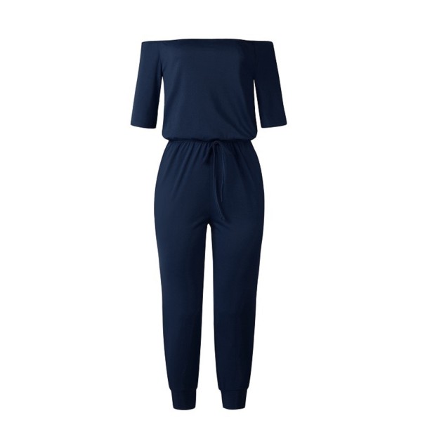 Dames off-shoulder jumpsuit donkerblauw M