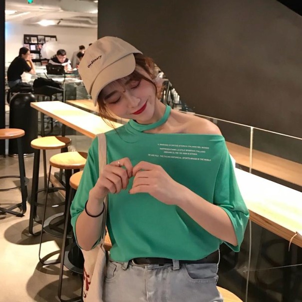 Dames off-shoulder top groen M