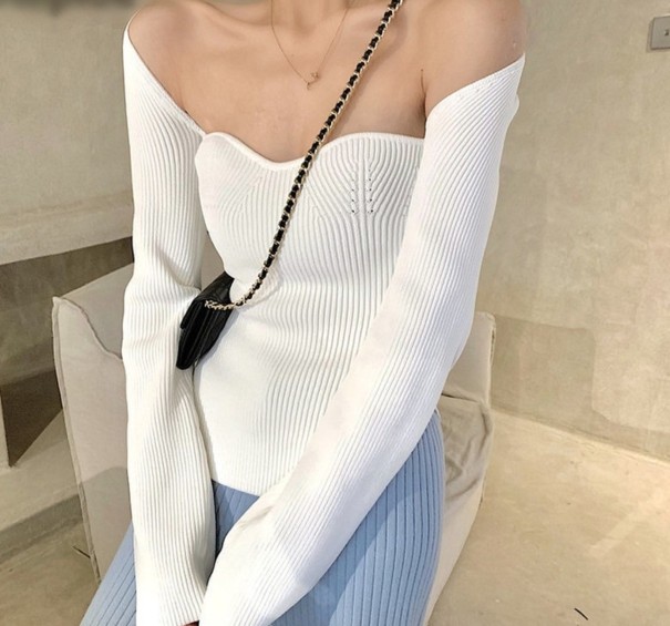 Dames off-shoulder trui G240 wit