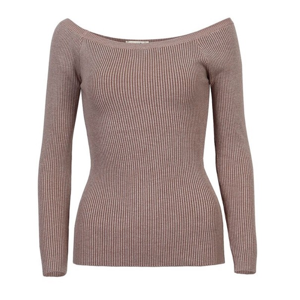 Dames off-shoulder trui koffiekleur