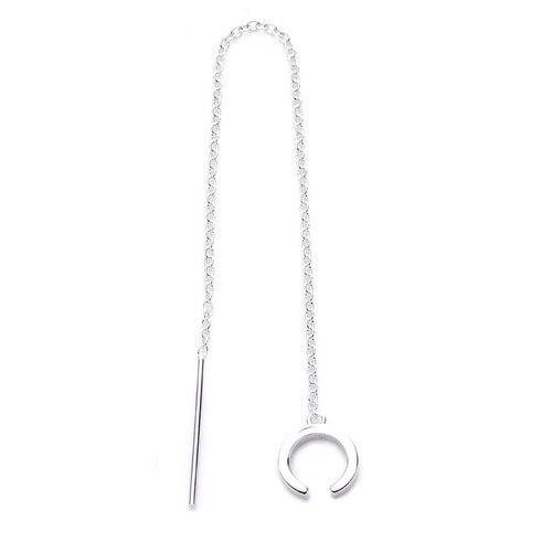 Dames oorbel met ketting zilver