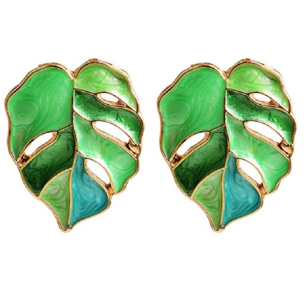 Dames oorbellen bladeren G1075 groen