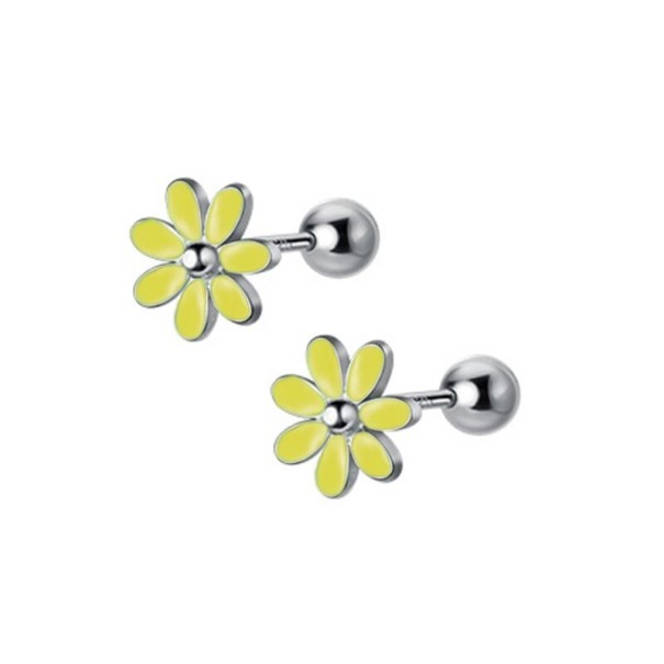 Dames oorbellen bloemen G964 geel