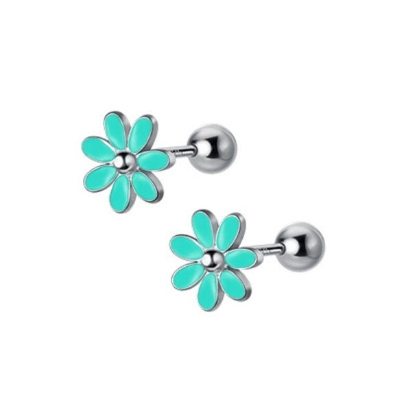 Dames oorbellen bloemen G964 turquoise