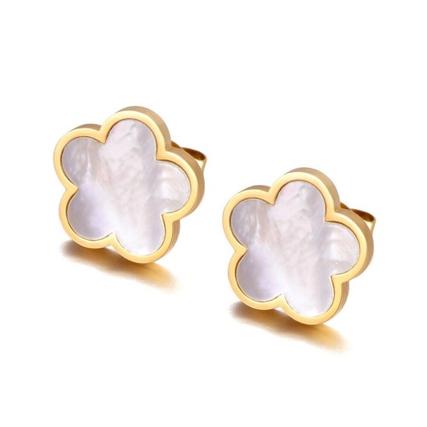 Dames oorbellen bloemen H762 goud