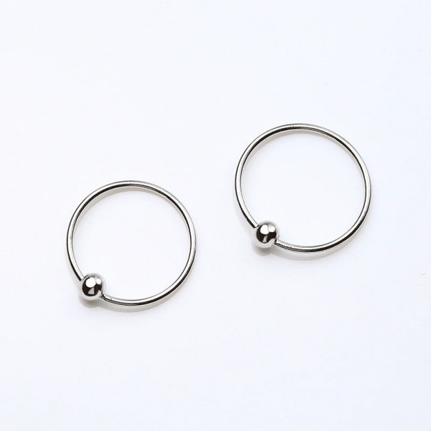 Dames oorbellen cirkels met bol R95 12 mm