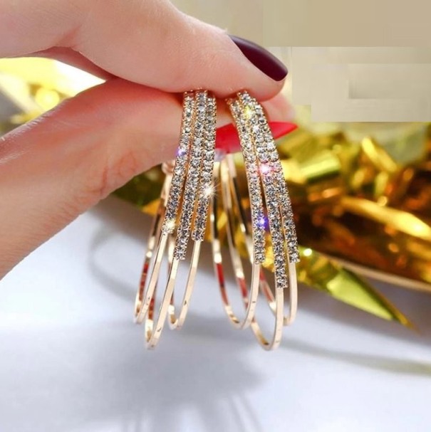 Dames oorbellen halve cirkels R81 goud