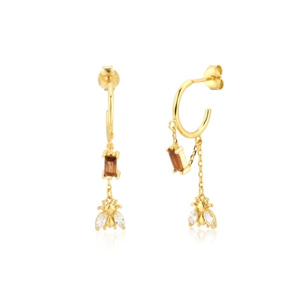 Dames oorbellen met hanger G631 goud 2