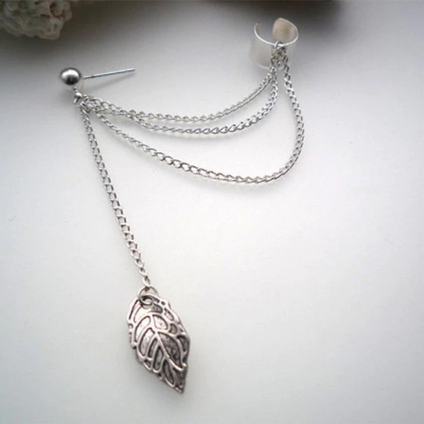 Dames oorbellen met ketting H816 zilver