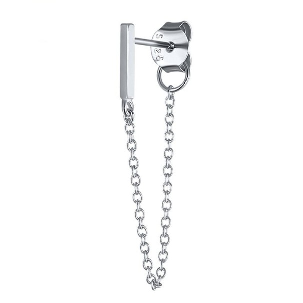 Dames oorbellen met ketting zilver 7