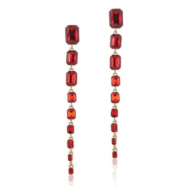 Dames oorbellen met kristallen G1294 rood