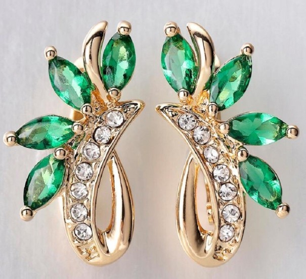 Dames oorbellen met kristallen G1467 groen