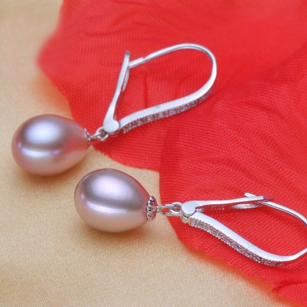 Dames oorbellen met parel G768 lichtpaars