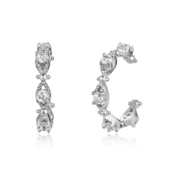 Dames oorbellen met strass steentjes R14 zilver