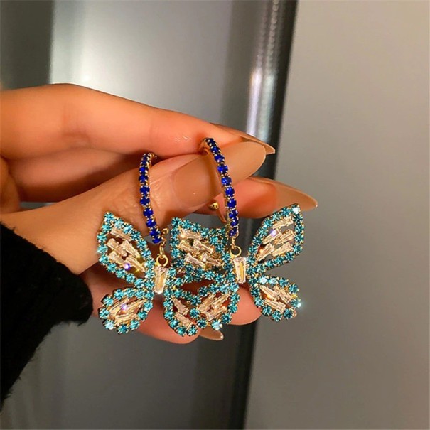 Dames oorbellen met vlinders G860 blauw