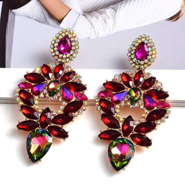 Dames oorbellen met zirkonen G582 rood