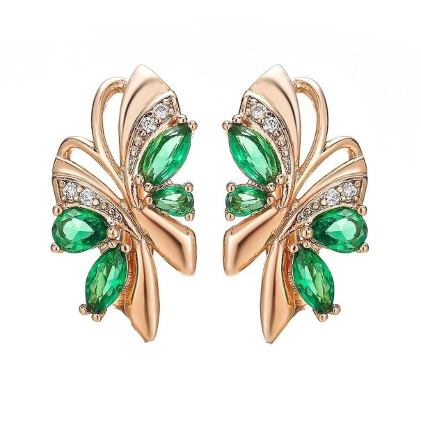 Dames oorbellen met zirkonen G682 groen