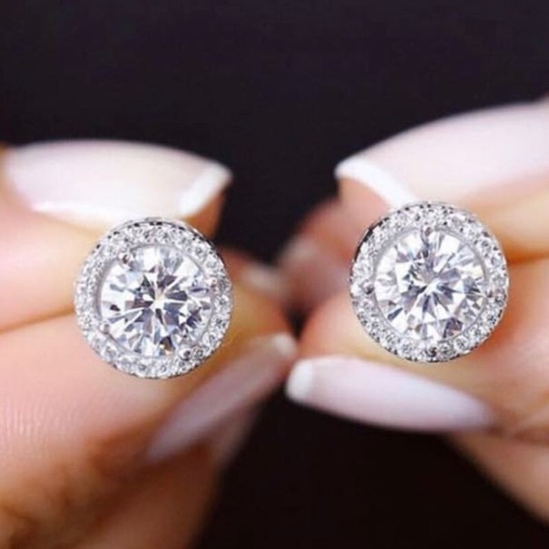 Dames oorbellen met zirkonen H798 lichtroze