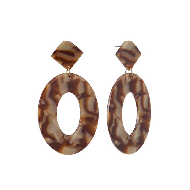 Dames oorbellen Ovals J2390 lichtbruin