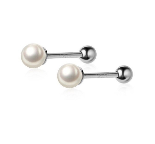 Dames oorbellen parel C1216 zilver 3 mm
