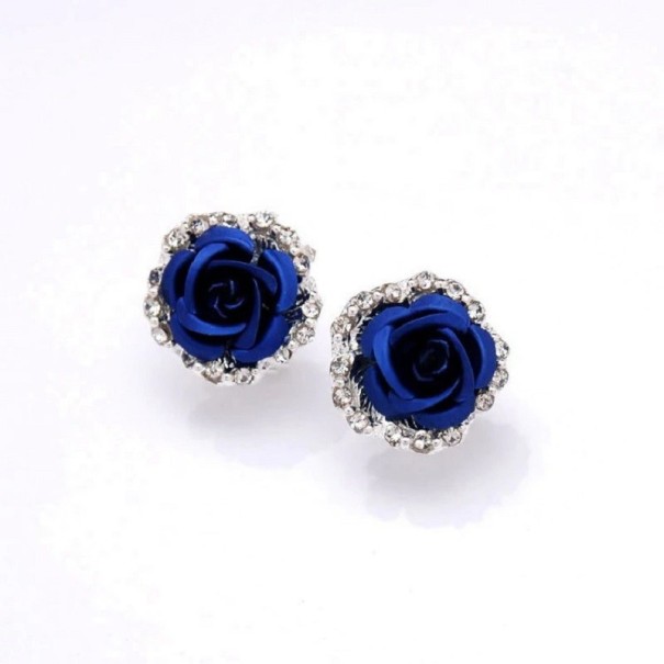 Dames oorbellen roos C1092 donkerblauw
