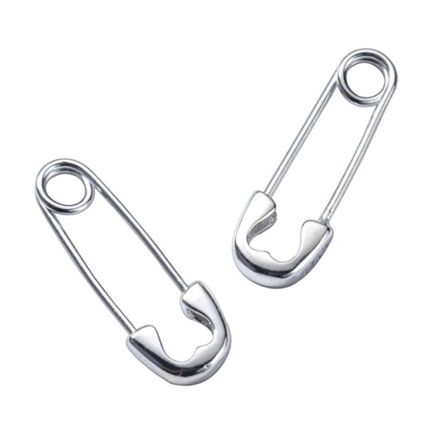 Dames oorbellen veiligheidsspeld R59 zilver 3 cm