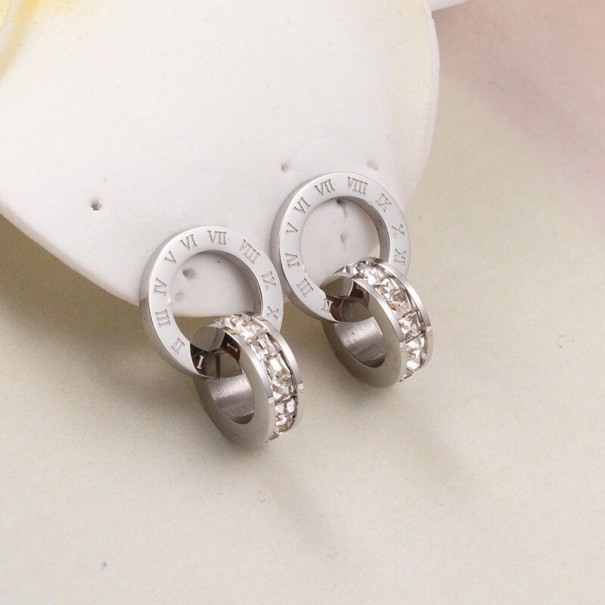 Dames oorbellen verbonden cirkels H723 zilver