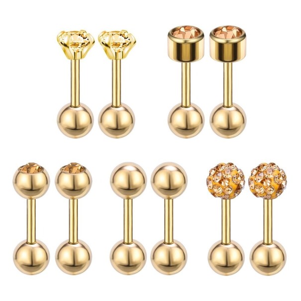 Dames oorstekers 5 paar A3151 goud