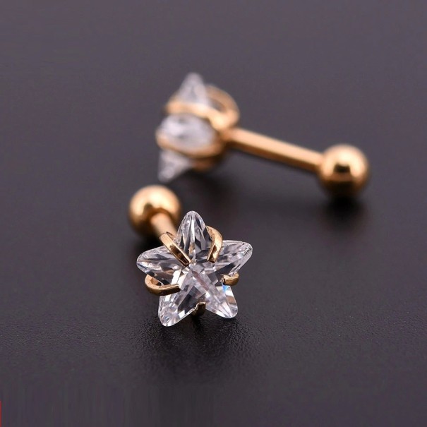 Dames oorstekers met zirkoon G1335 goud 6 mm