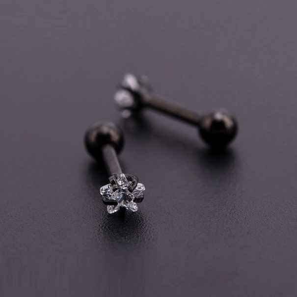 Dames oorstekers met zirkoon G1335 zwart 3 mm
