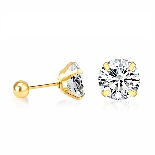 Dames oorstekers met zirkoon G635 goud 6 mm 2