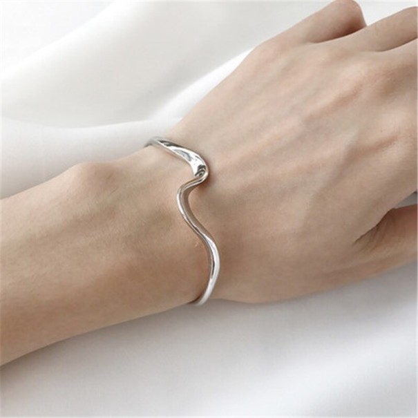 Dames open armband H92 zilver