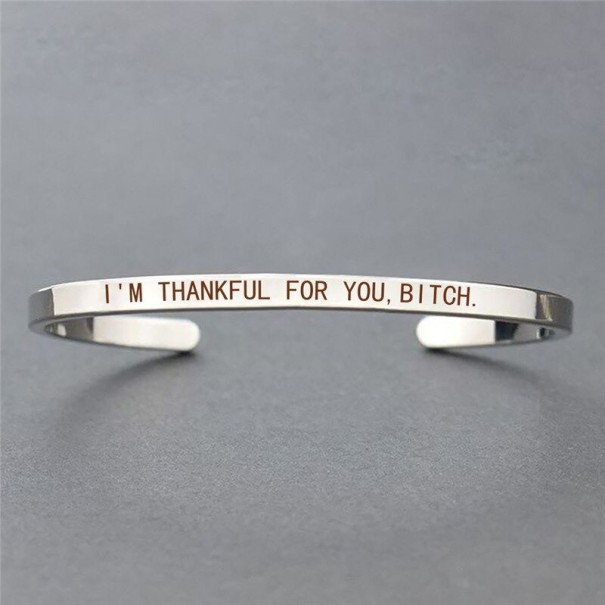 Dames open armband met opschrift H386 zilver 1