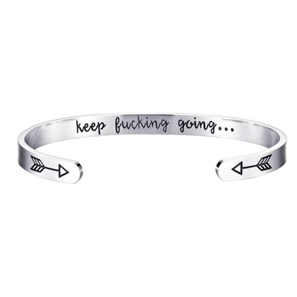 Dames open armband met opschrift zilver