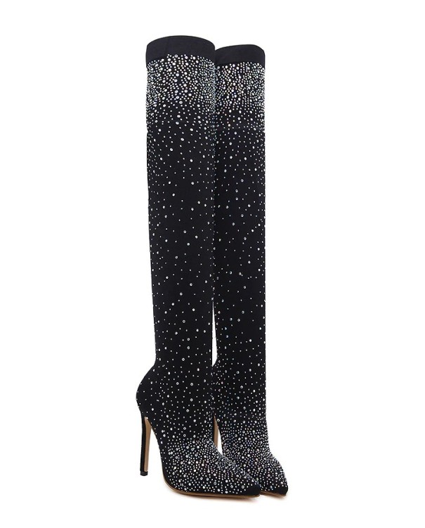Dames overknee laarzen met strass steentjes 38
