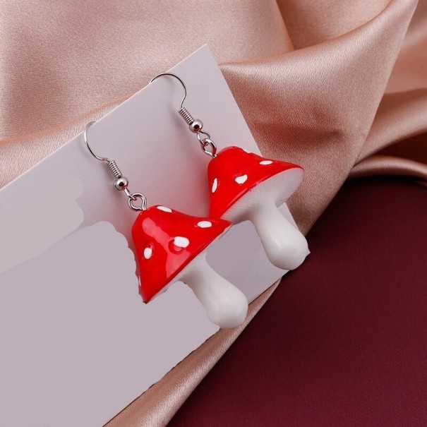Dames paddestoel oorbellen rood