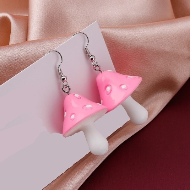 Dames paddestoel oorbellen roze