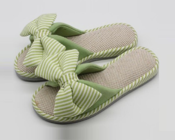 Dames pantoffels met strik groen 38