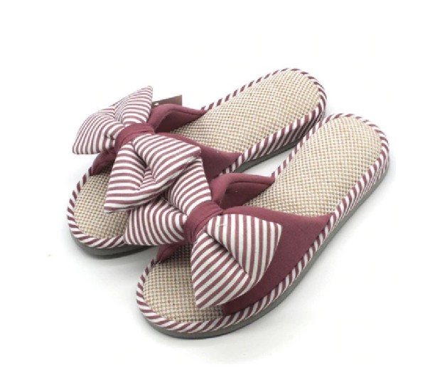 Dames pantoffels met strik paars 38